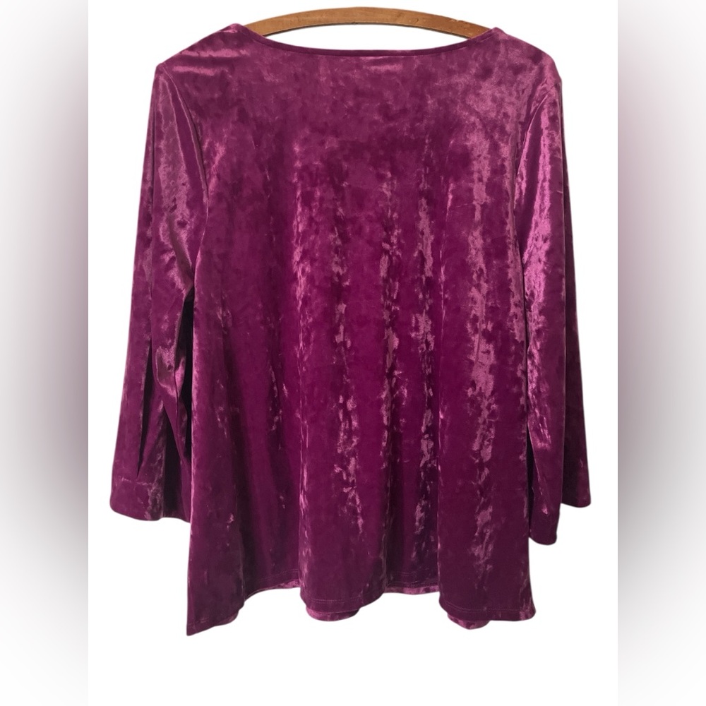 J Jill New with Tags Crushed Velvet Top Size L Holiday Raspberry Pink Purple - Picture 4 of 5